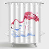 Watercolor Flamingo Shower Curtain - Pink Blue
