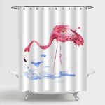 Watercolor Flamingo Shower Curtain - Pink Blue