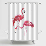 Romantic Couple Flamingo Shower Curtain - Pink