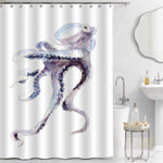 Watercolor Sea Animal Octopus Shower Curtain - Grey