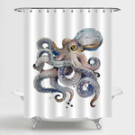 Retro Octopus Kraken Shower Curtain - Grey