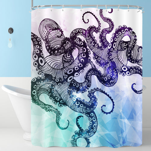 Abstract Octopus Shower Curtain - Blue