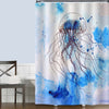 Watercolor Auaatic Life Jellyfish Shower Curtain - Blue