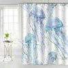 Tropical Sea Animals Medusa Jellyfish Shower Curtain - Aqua Blue