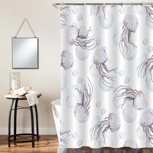 Silhouette Sea Jellyfish Shower Curtain - Grey