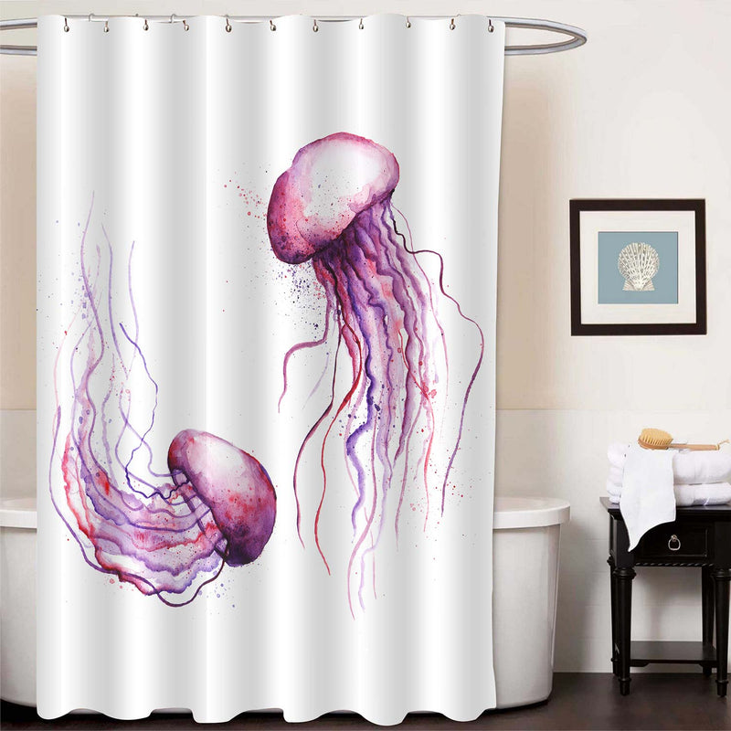 Artistic Aquatic Animal Jellyfish Shower Curtain - Purple