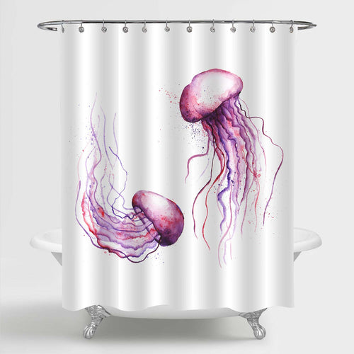 Artistic Aquatic Animal Jellyfish Shower Curtain - Purple