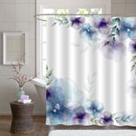 Spring Summer Floral Shower Curtain - Purple Blue