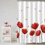 Watercolor Hand Drawn Poppy Flower Shower Curtain - Red