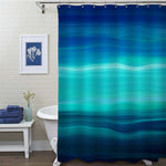 Blue Ombre Ocean Wave Striped Shower Curtain - Navy Blue Turquoise