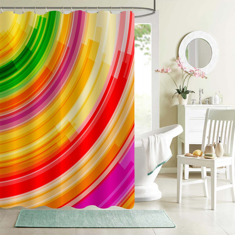 Straight Lines Abstract Pattern Shower Curtain  - Multicolor
