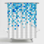 3D Geometric Mosaic Shower Curtain - Blue