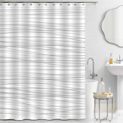 Minimalist Horizontal Line Shower Curtain - Grey