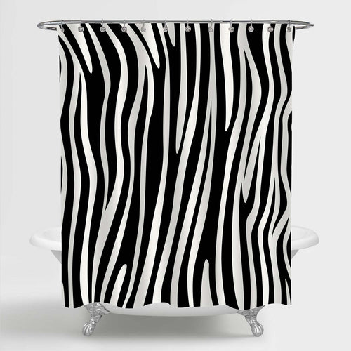 Animal Skin Zebra Stripe Shower Curtain - Black White