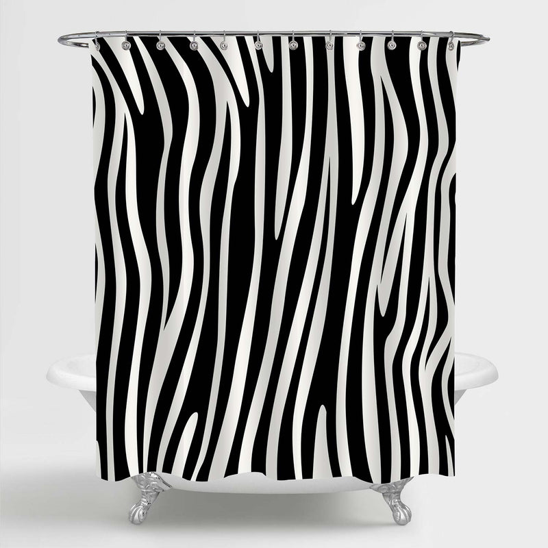 Animal Skin Zebra Stripe Shower Curtain - Black White