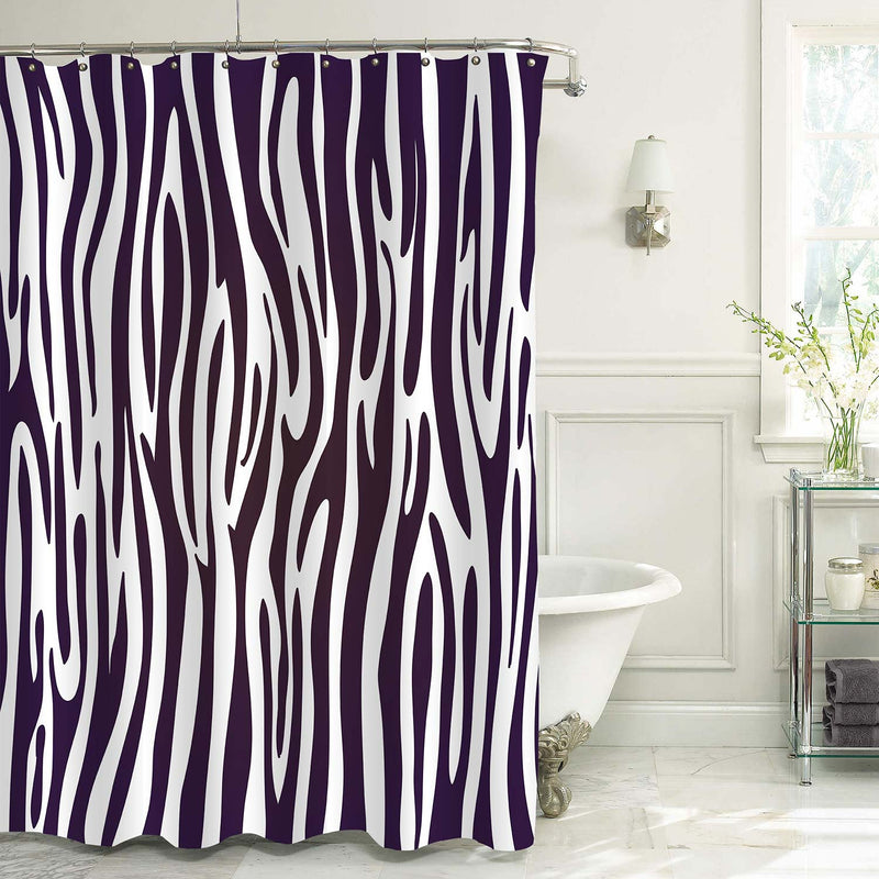Trendy Zebra Print Graphic Stripe Shower Curtain- Black White
