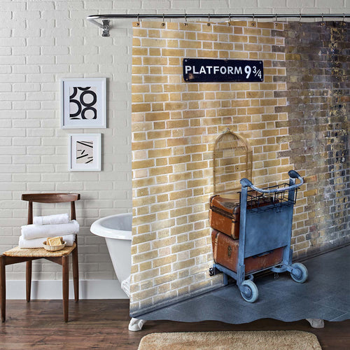 Harry Potter London King's Cross Station Platform 9 3/4 Shower Curtain - Brown