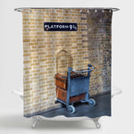 Harry Potter London King's Cross Station Platform 9 3/4 Shower Curtain - Brown