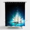 Magic Lily Flower on The Water Surface Shower Curtain - Navy Blue
