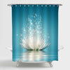 Magical Asian Lotus Flower Shower Curtain - Turquoise