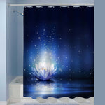 Magic Lotus Flower on Water Print Fairytale Scenery Shower Curtain - Dark Blue