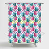 Pineapple with Ombre Chevron Background Shower Curtain - Pink