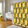 Sketch Pineapple with Zig Zag Pattern Shower Curtain - Gold Black