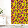 Tropical Fruit Pineapple on Chevron and Dot Background Shower Curtain - Pink Yellow