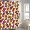 Pineapple on Stripe and Dot Pattern Shower Curtain - Pink Yellow