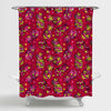 Pineapple with Polka Dot Pattern Shower Curtain - Hot Pink