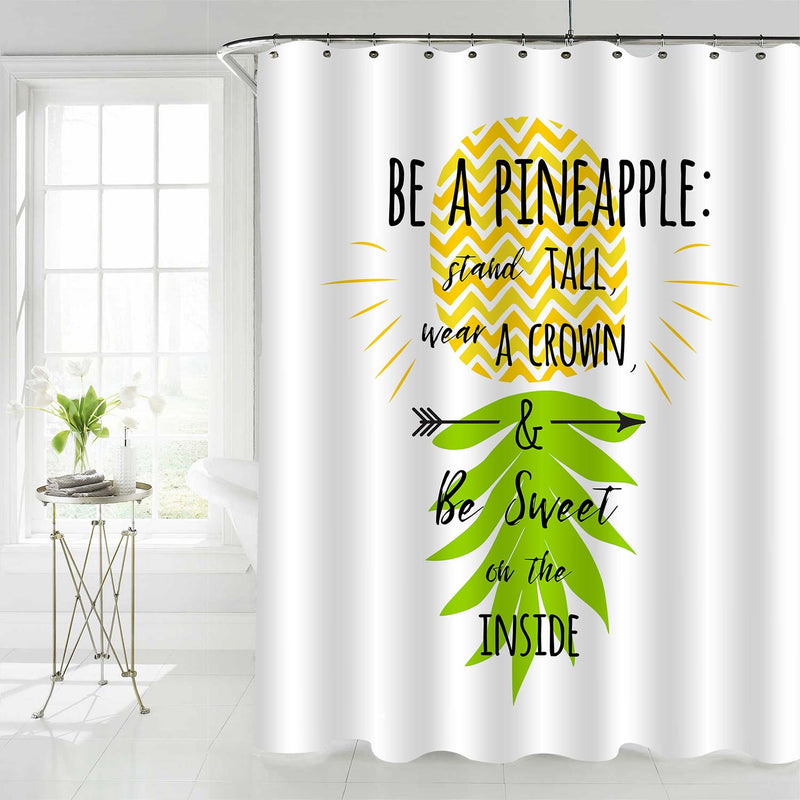 Pineapple Inspirational Quote Shower Curtain - Yellow Green
