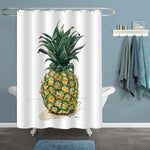 Hand Drawn Tropical Fruit Pineapple Shower Curtain - Green Yellow
