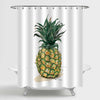 Hand Drawn Tropical Fruit Pineapple Shower Curtain - Green Yellow