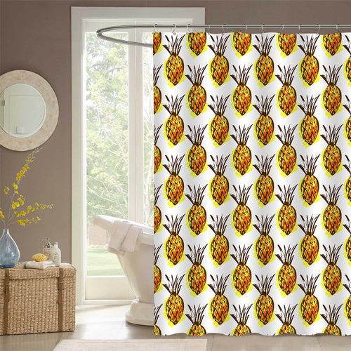 Hand Drawn Pineapples  Bold Bright Pattern Shower Curtain - Yellow