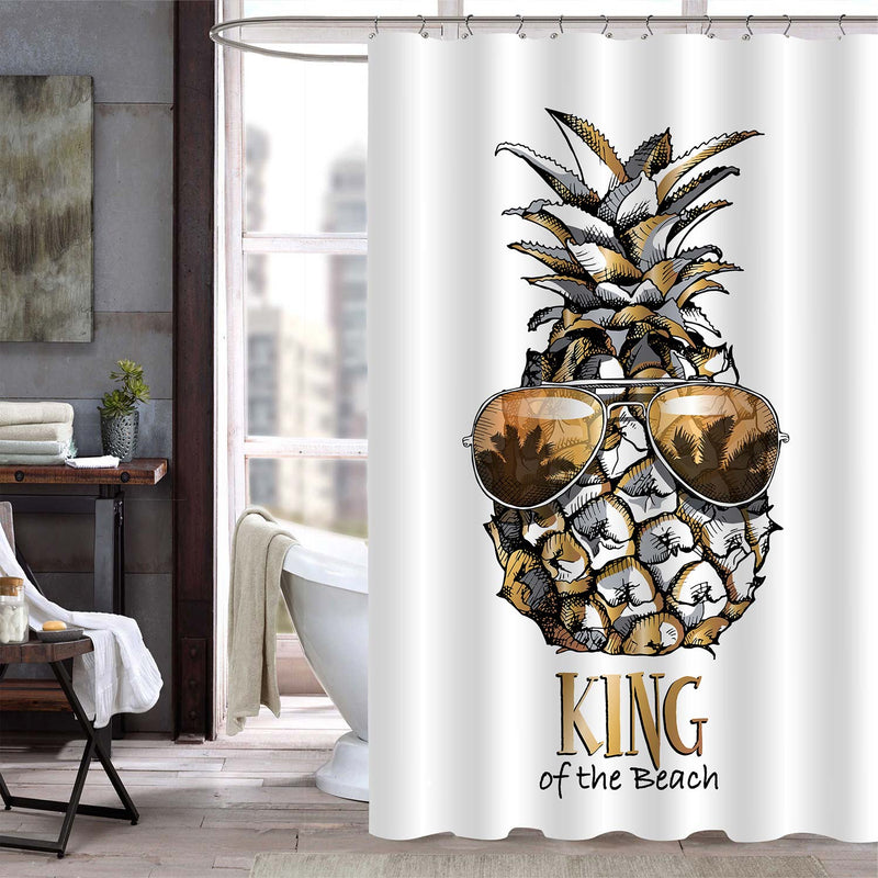 Pineapple in Sunglasses Inspirational Shower Curtain - Gold
