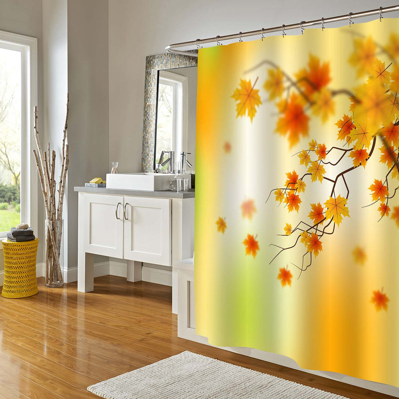 Autumn Falling Leaves Shower Curtain - Gold