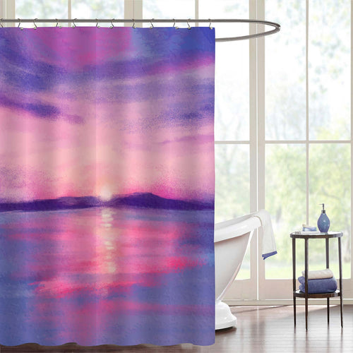 Abstract Sunset Shower Curtain - Purple