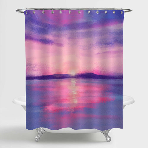 Abstract Sunset Shower Curtain - Purple