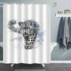 Watercolor Splash Snow Lopard Shower Curtain - Black White