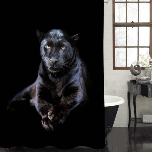 Closeup Black Panther Shower Curtain - Black