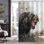 Watercolor Painting of Panther Roar Shower Curtain - Brown Black
