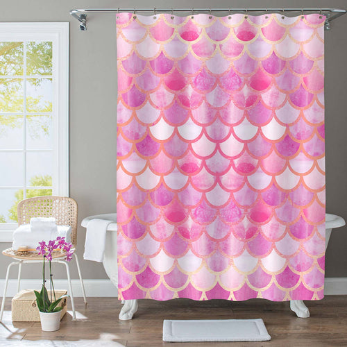 Sparkle Mermaid Tail Scale Shower Curtain - Pink