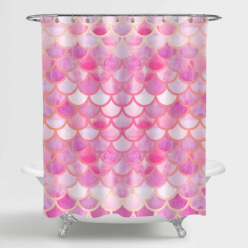 Sparkle Mermaid Tail Scale Shower Curtain - Pink