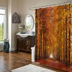 Sand Lane with Forest Trees on a Sunny Day in Autumn Shower Curtain - Brown