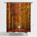Sand Lane with Forest Trees on a Sunny Day in Autumn Shower Curtain - Brown
