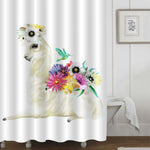 Mexican Llama with Flowers Wreath Shower Curtain - Multicolor