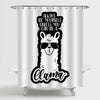 Llama with Always Be Yourself Positive Life Quote Shower Curtain - Black White