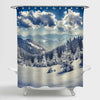 Beautiful Winter Landscape in Carpathian Mountains Shower Curtain - White Blue