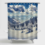 Beautiful Winter Landscape in Carpathian Mountains Shower Curtain - White Blue