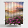 Trees and Mountain Peaks Spew Out of The Fog Shower Curtain - Multicolor